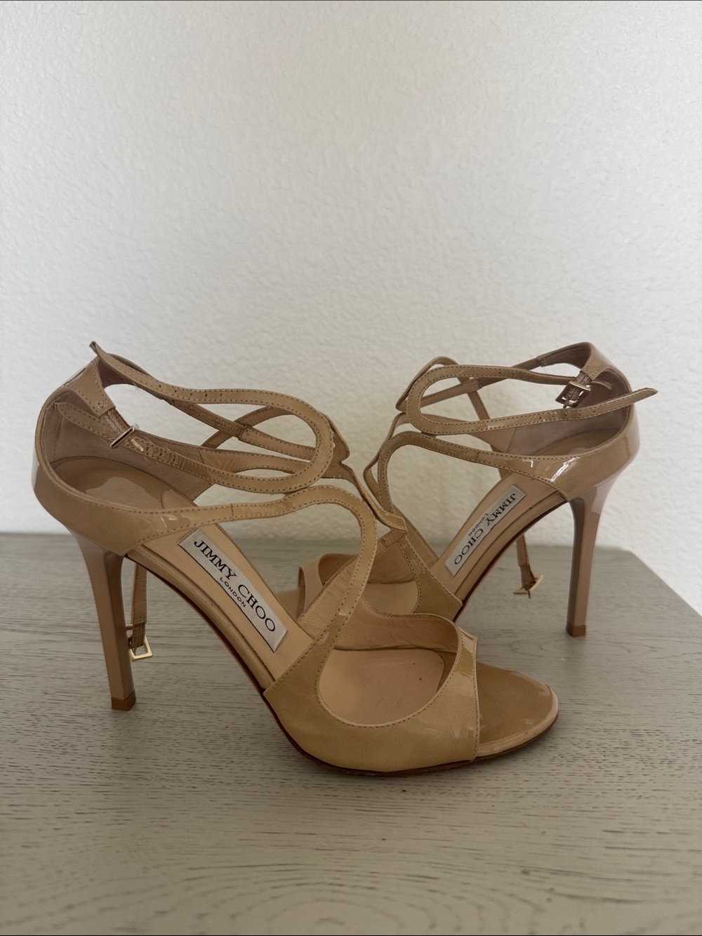 Jimmy Choo Beige Strappy Stiletto Sandals